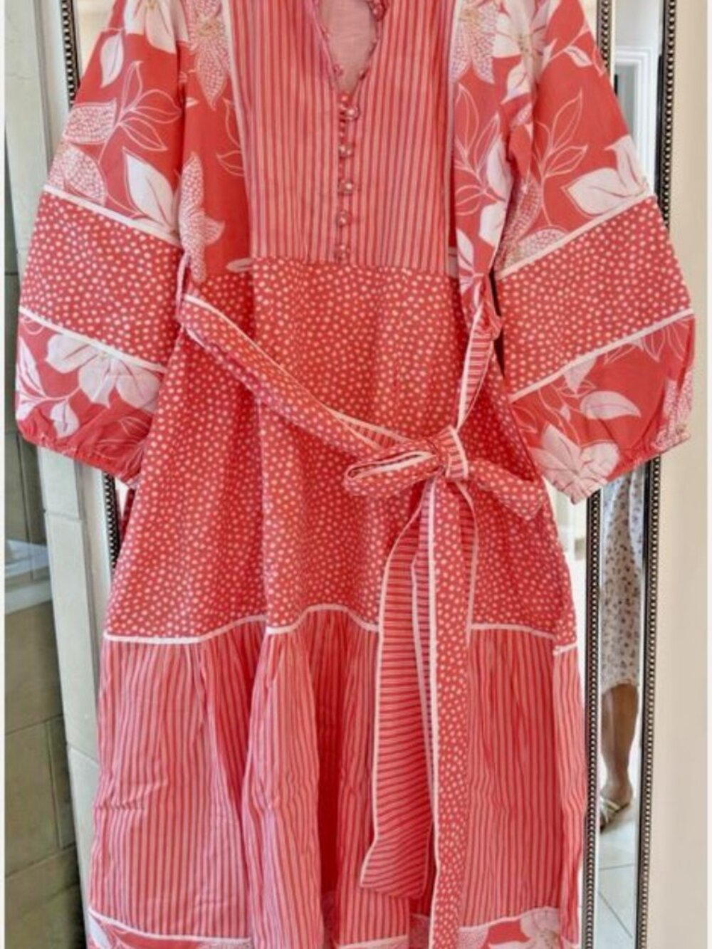 Brand new tuckernuck sz m Sue Sartor pink & white contrast print Dress